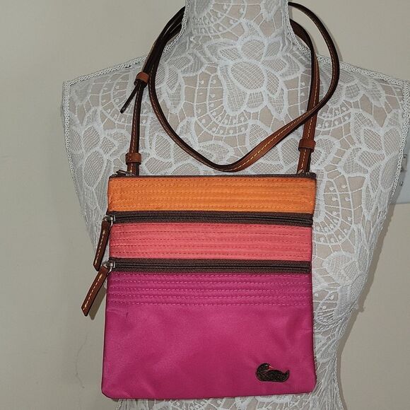 Dooney & Bourke Nylon North South Triple Zip Crossbody Bag Beautiful Colors - Picture 1 of 10